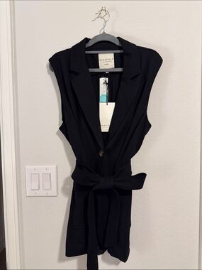 bagatelle Black Sleeveless Belted Blazer Dress